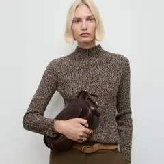 MANGO - Sweater Jaspeado Cuello Perkins Mujer