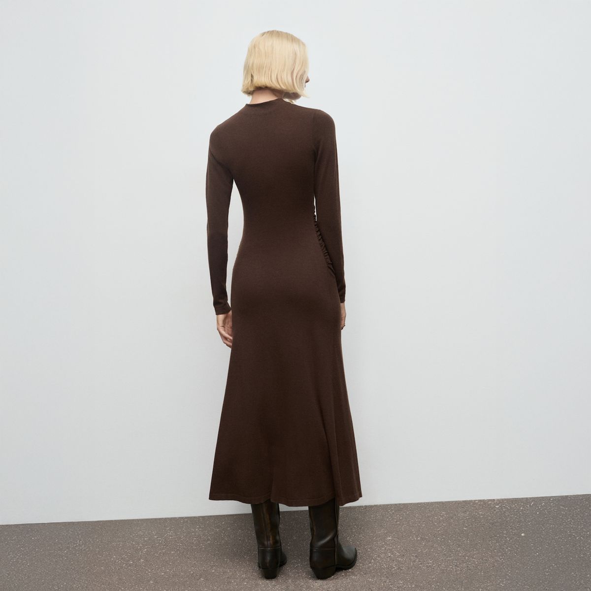 MANGO - Vestido Punto Cuello Perkins Mujer Mango