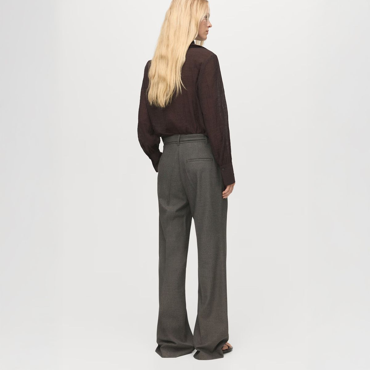 MANGO - Pantalón Recto Cinturón Mujer Mango