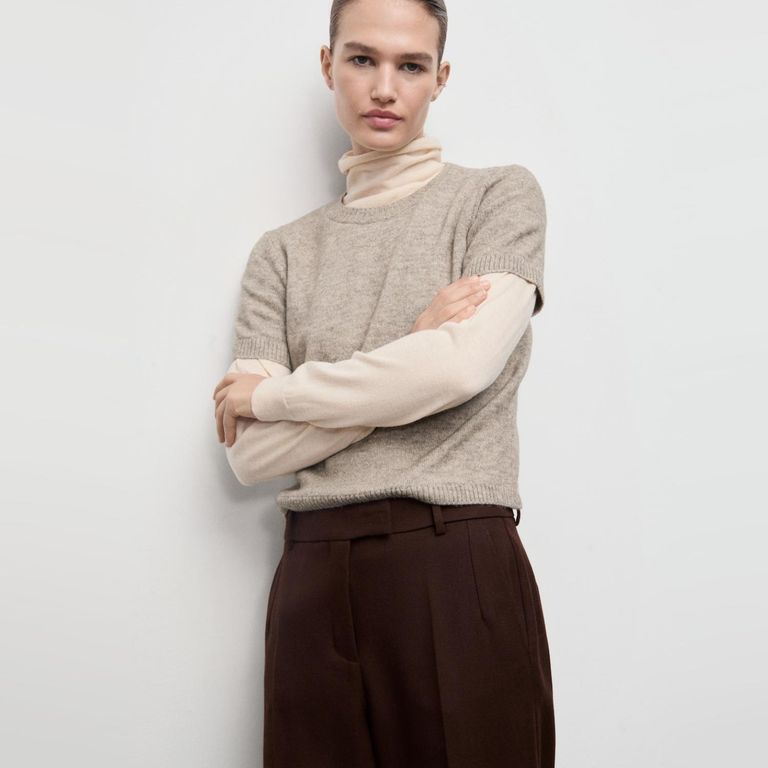 MANGO Sweater Punto Manga Corta Mujer