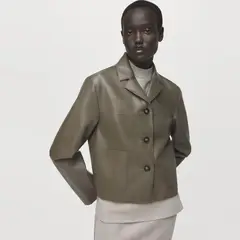 MANGO - Chaqueta Efecto Piel Bolsillos Mujer