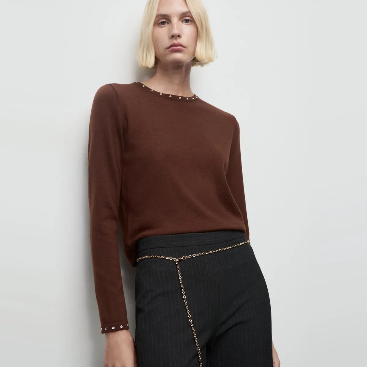 MANGO - Sweater Punto Tachuelas Mujer Mango