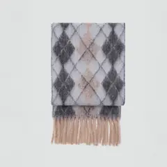 MANGO - Bufanda Rombos Terminaciones Flecos Mujer