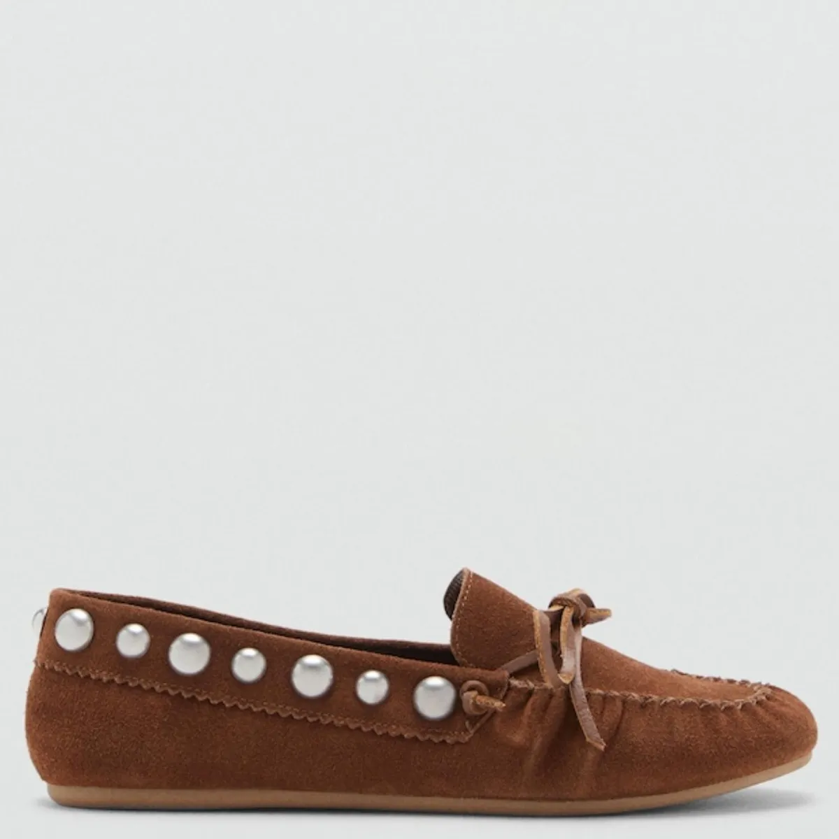 MANGO - Mocasín Mujer Cuero Café Mango