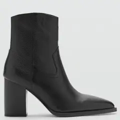 MANGO - Botín Mujer Cuero Negro