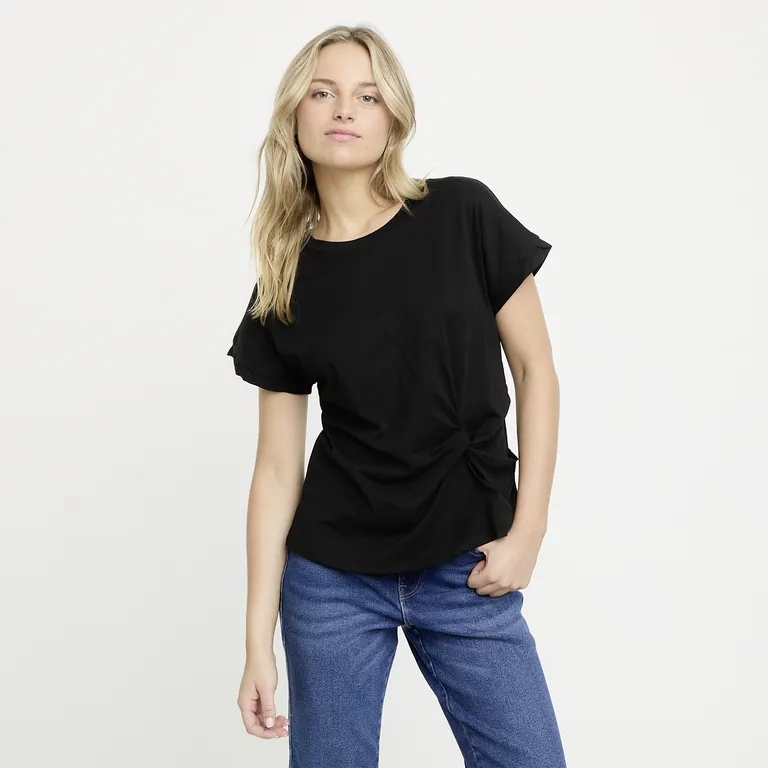 VERO MODA Polera Manga Corta Nudo Mujer