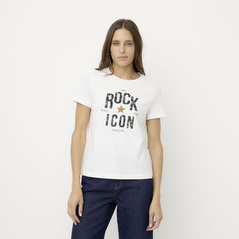 VERO MODA Polera Estampada Manga Corta Mujer