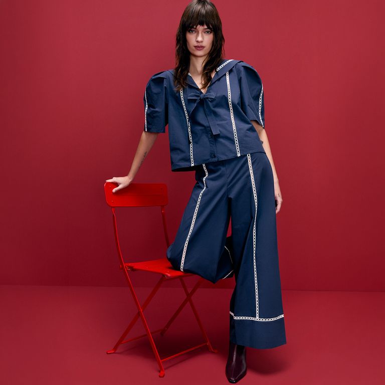 Pantalón Detalle Bordado 100% Algodón Mujer