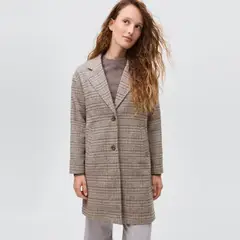 MANGO TEEN - Abrigo Cuadros Lana Mujer