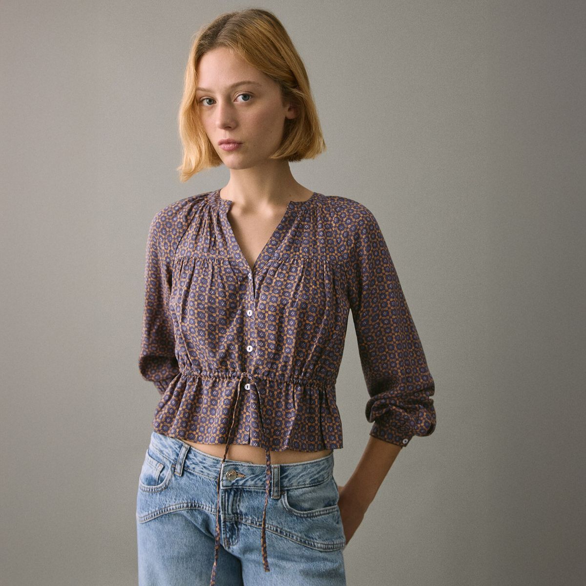 MANGO TEEN - Blusa Estampada Fluida Mujer Mango Teen