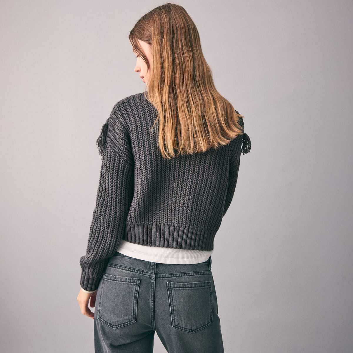 MANGO TEEN - Sweater Punto Flecos Mujer Mango Teen