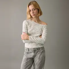 MANGO TEEN - Polera Jaspeada Cuello Asimétrico Mujer Mango Teens