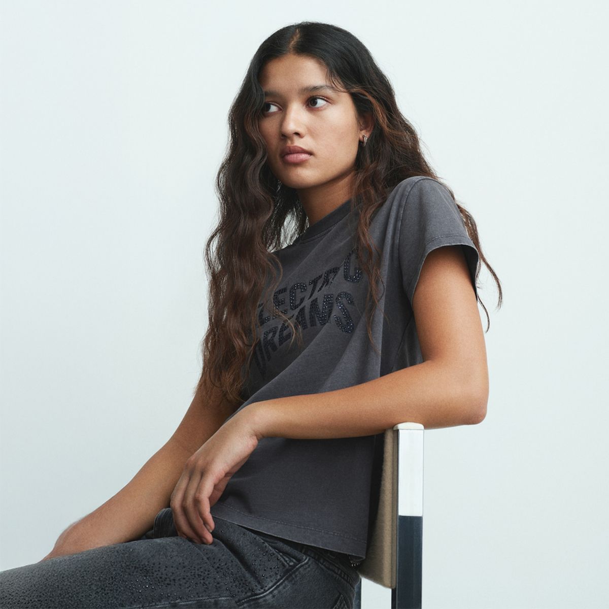 MANGO TEEN - Polera Mensaje Strass Mujer Mango Teen