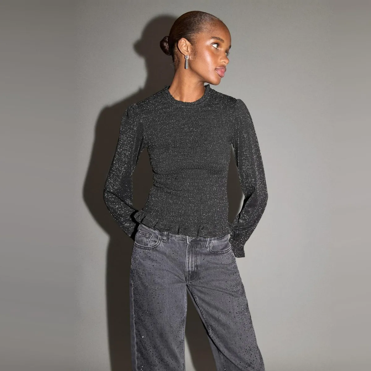 MANGO TEEN - Polera Lúrex Volantes Mujer Mango Teen