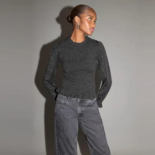 MANGO TEEN - Polera Lúrex Volantes Mujer