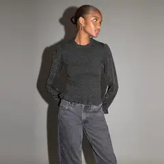 MANGO TEEN - Polera Lúrex Volantes Mujer