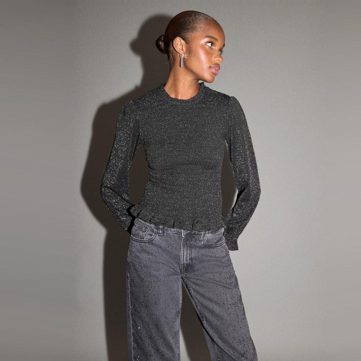 MANGO TEEN - Polera Lúrex Volantes Mujer Mango Teen