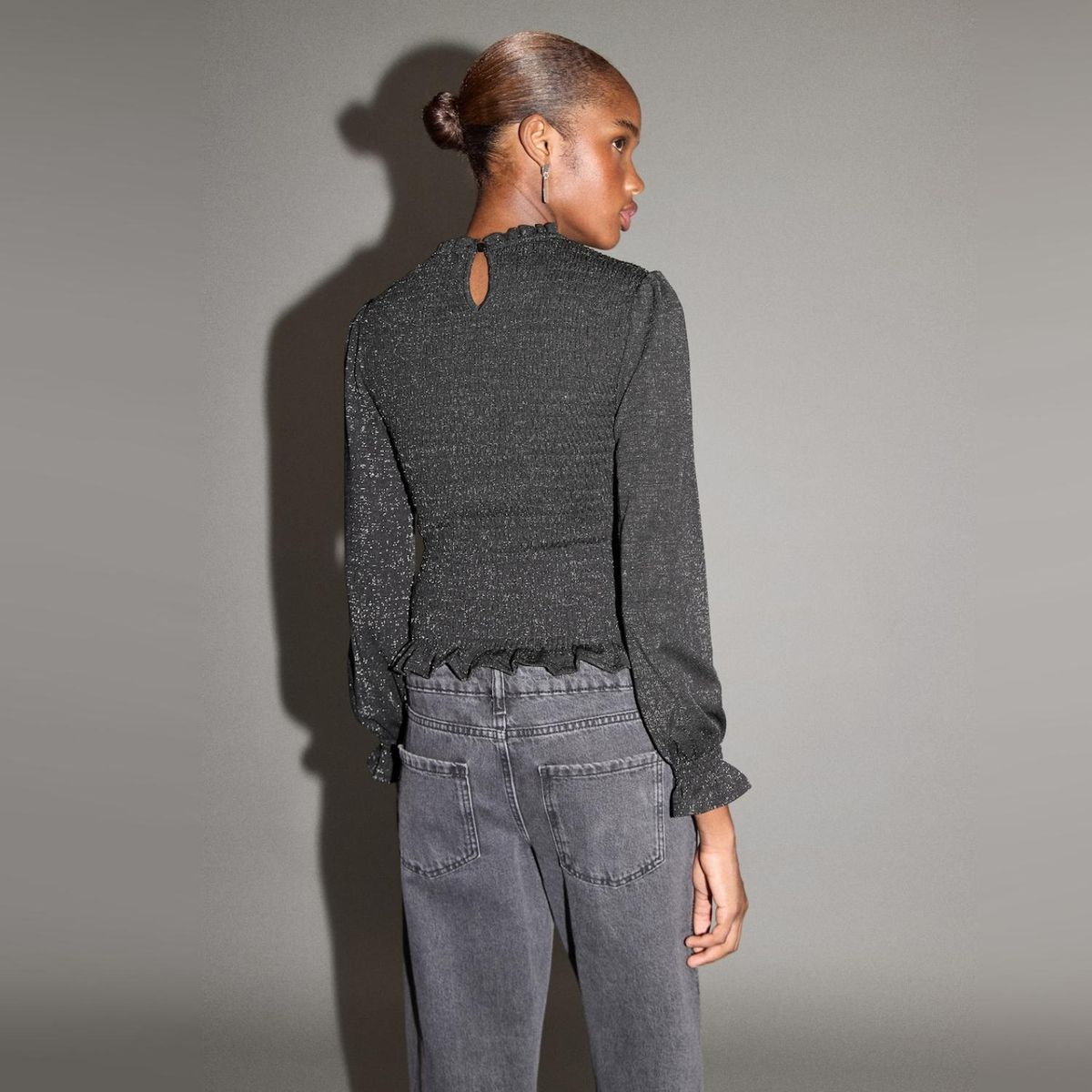 MANGO TEEN - Polera Lúrex Volantes Mujer Mango Teen