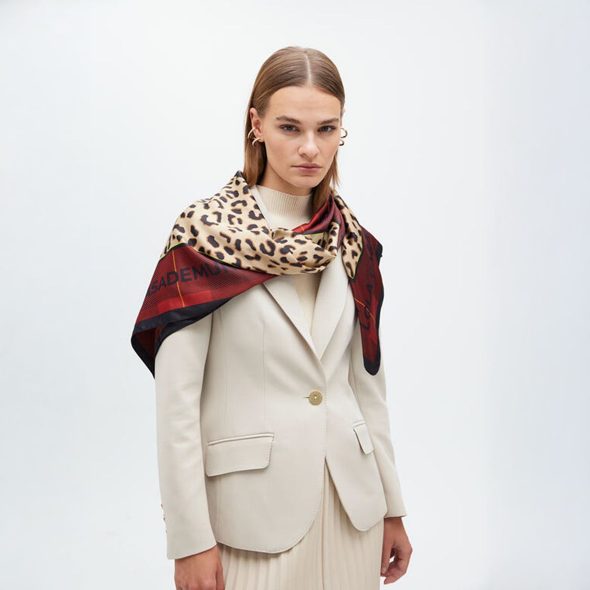 LOLA CASADEMUNT - Pañuelo Animal Print y Tartan Mujer Lola Casademunt