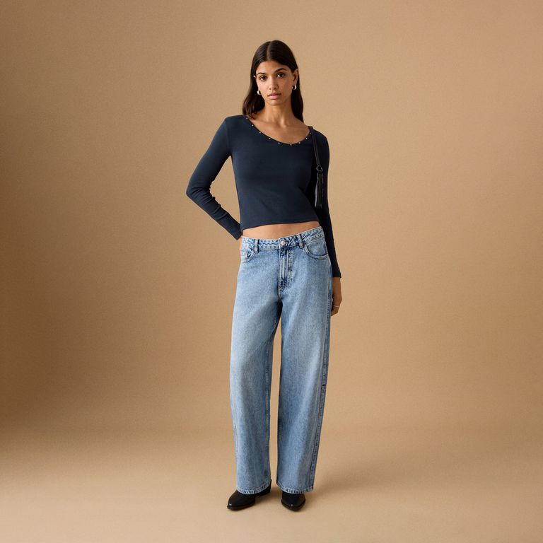 MANGO KIDS Jeans Balloon Tiro Medio Niña
