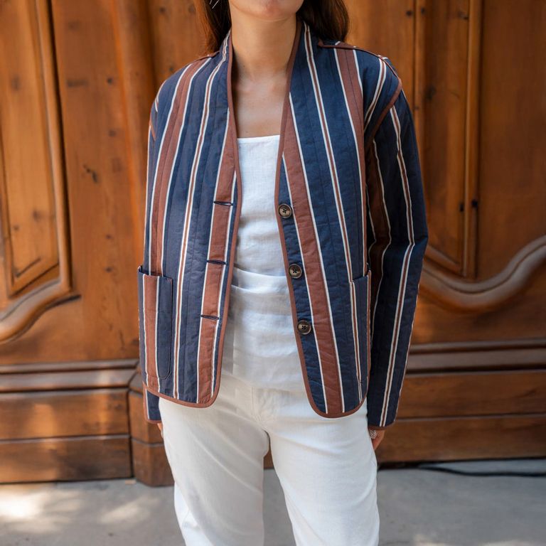 ESEOESE Chaqueta Acolchada Rayas 100% Algodón Mujer