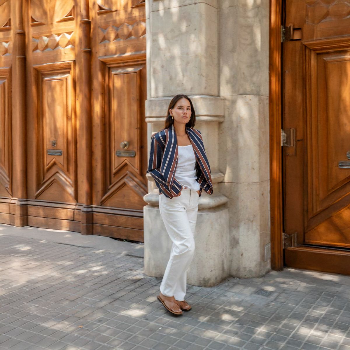 ESEOESE - Chaqueta Acolchada Rayas 100% Algodón Mujer Eseoese