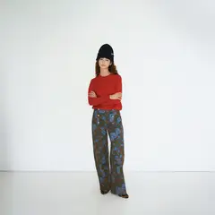 THE TINY BIG SISTER - Pantalón Estampado Botones Algodón Mujer