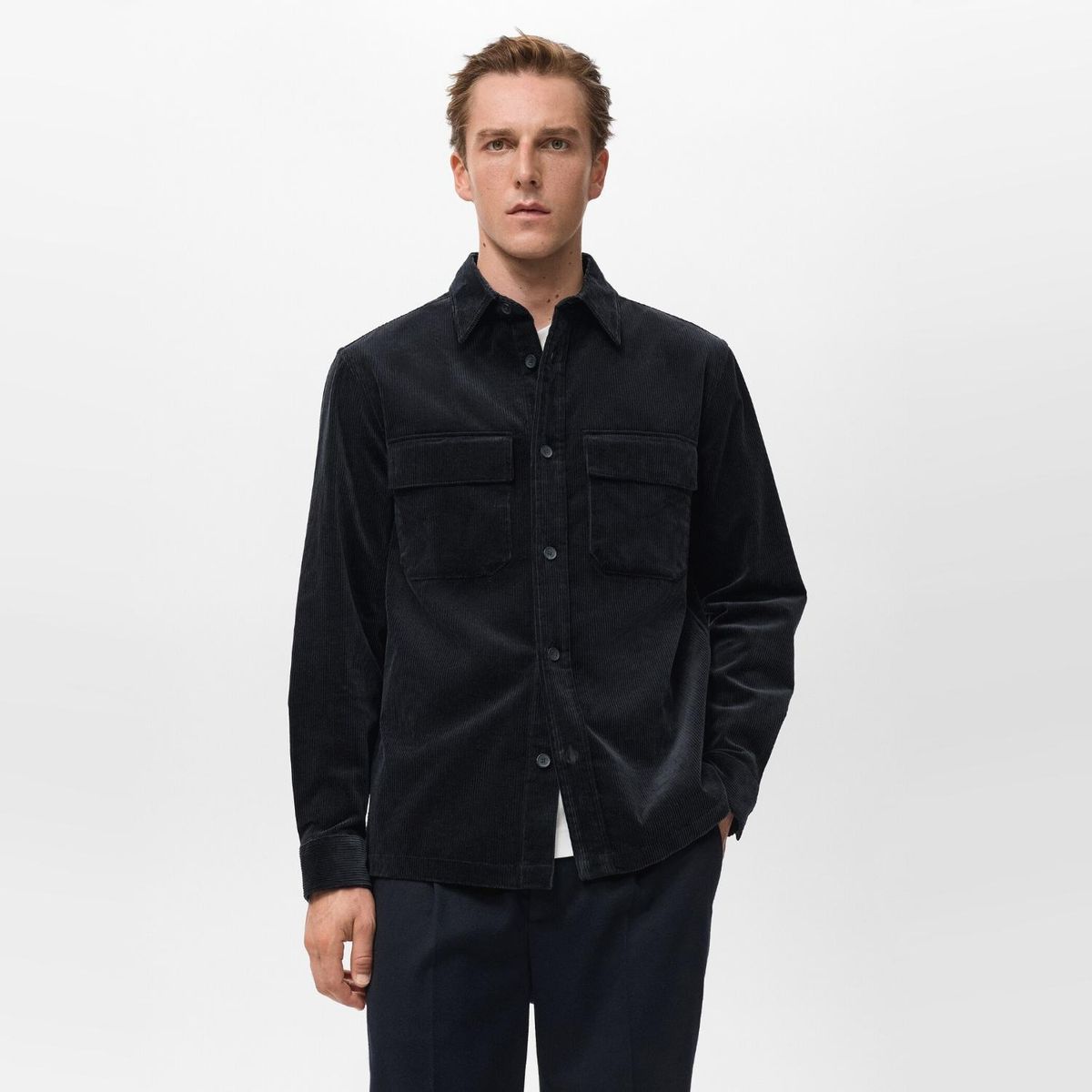 MANGO MAN - Sobrecamisa Cotelé Bolsillos Hombre Mango Man
