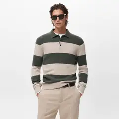 MANGO MAN - Sweater Polo Punto Mezcla Lana Hombre