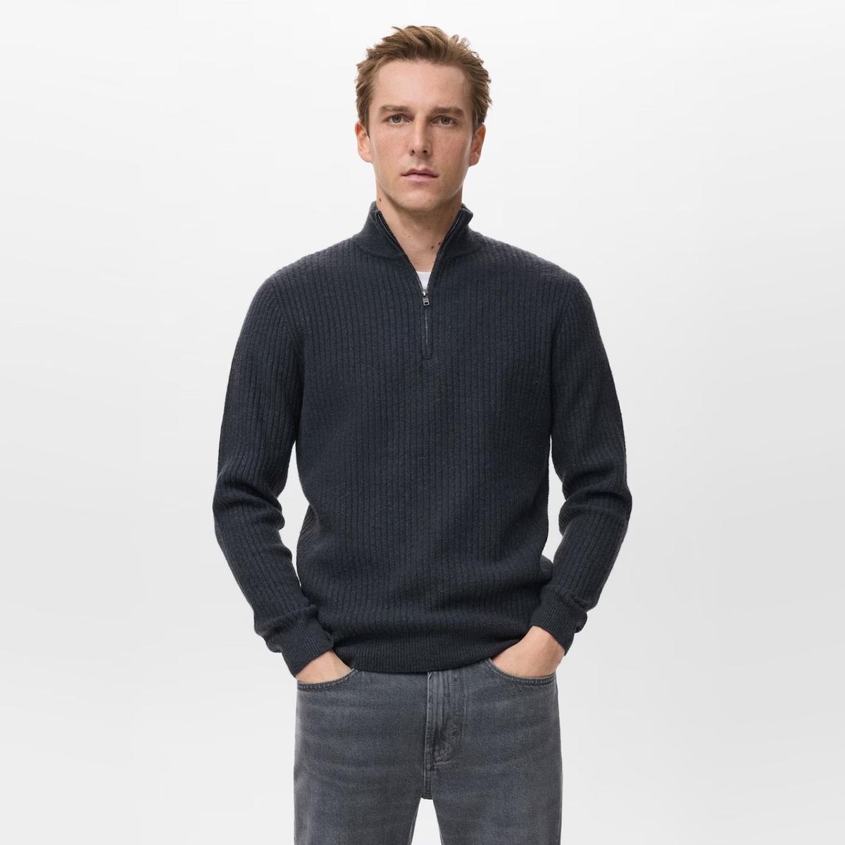 MANGO MAN - Sweater Canalé Cuello Cierre Hombre Mango Man