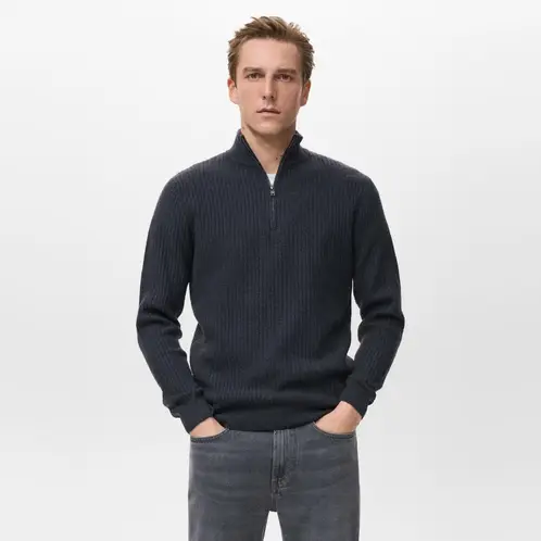 MANGO MAN - Sweater Canalé Cuello Cremallera Hombre