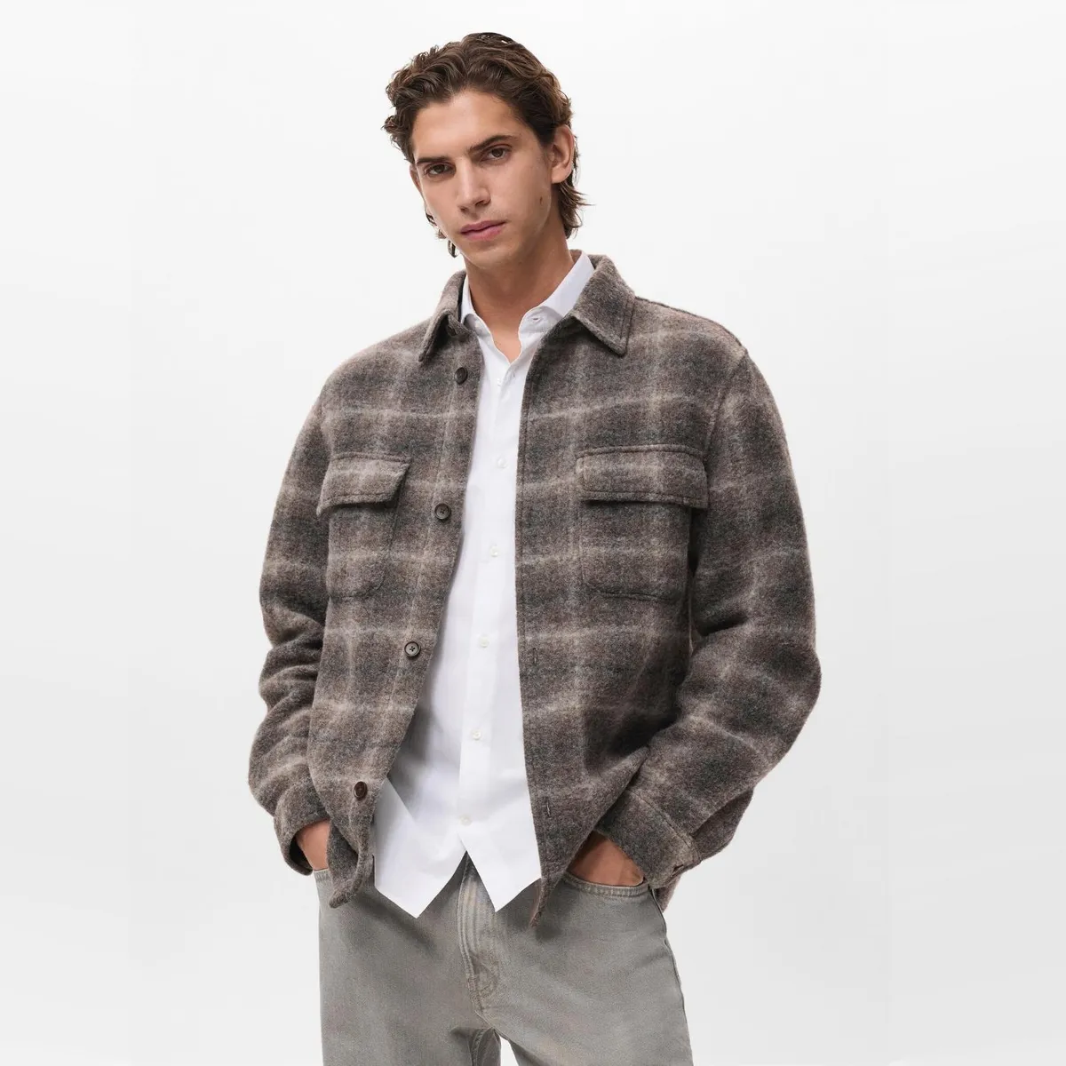 MANGO MAN - Chaqueta Lana Cuadros Hombre Mango Man