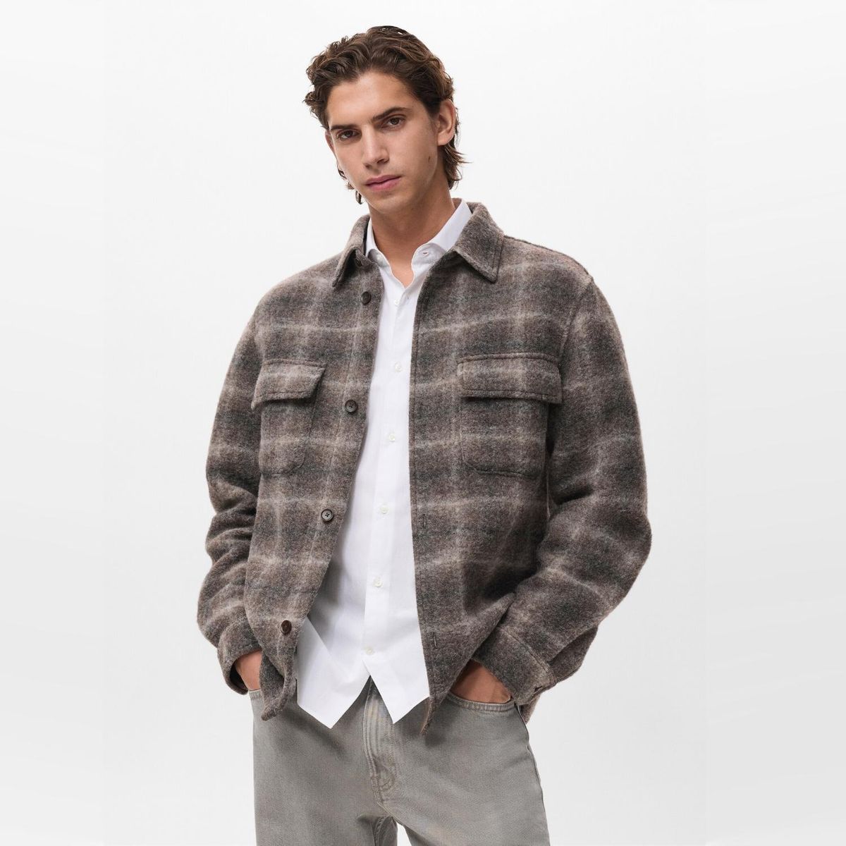 MANGO MAN - Chaqueta Lana Cuadros Hombre Mango Man