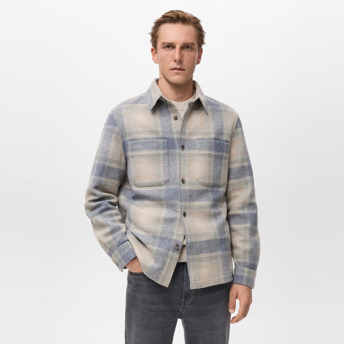 MANGO MAN - Chaqueta Franela Cuadros Hombre Mango Man