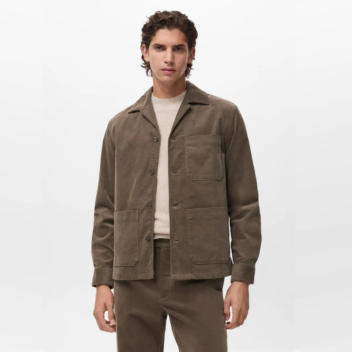 MANGO MAN - Chaqueta Bolsillos Algodón Cotelé Hombre Mango Man