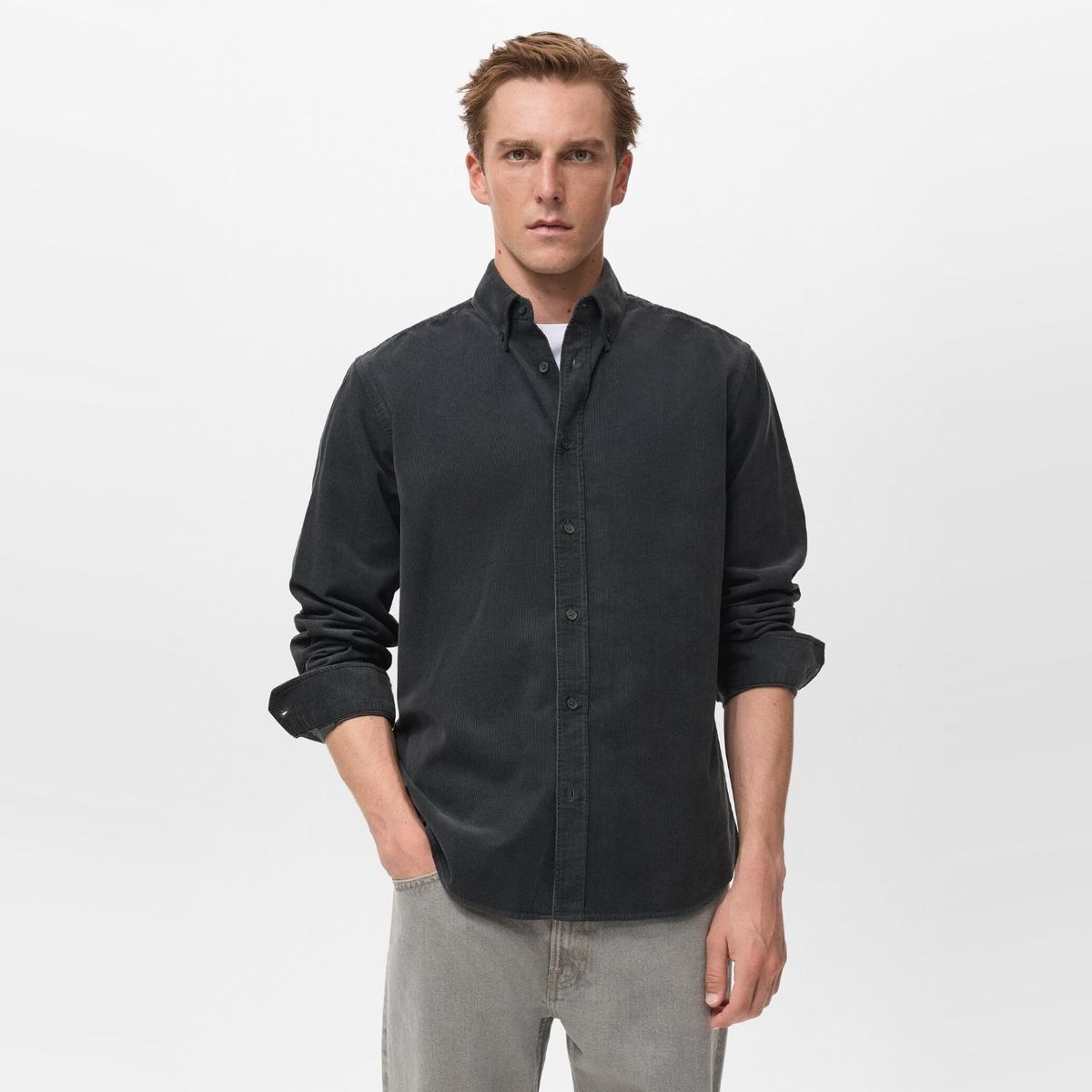 MANGO MAN - Camisa Cotelé Classic Fit Hombre Mango Man