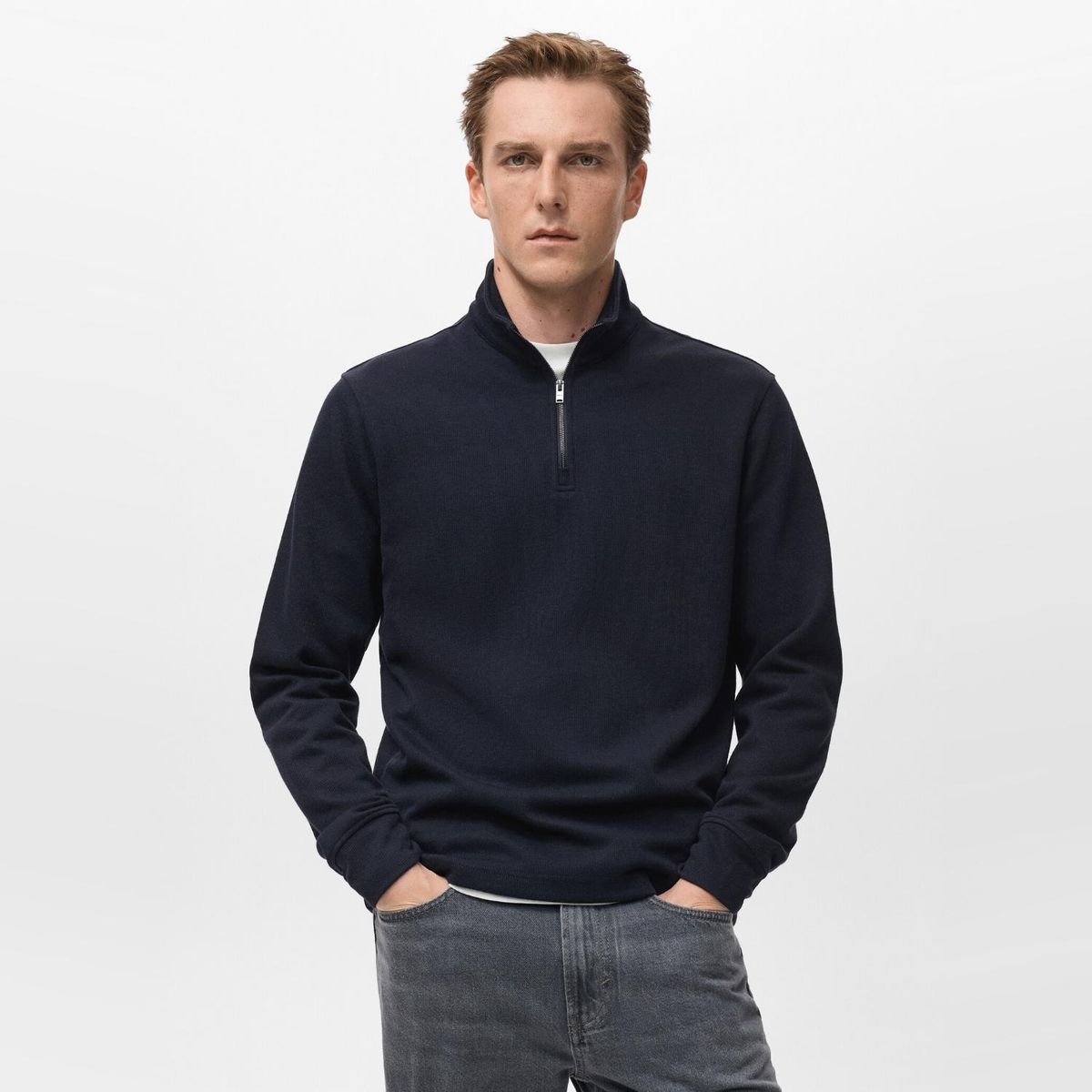 MANGO MAN - Polerón Cierre Regular Fit Hombre Mango Man