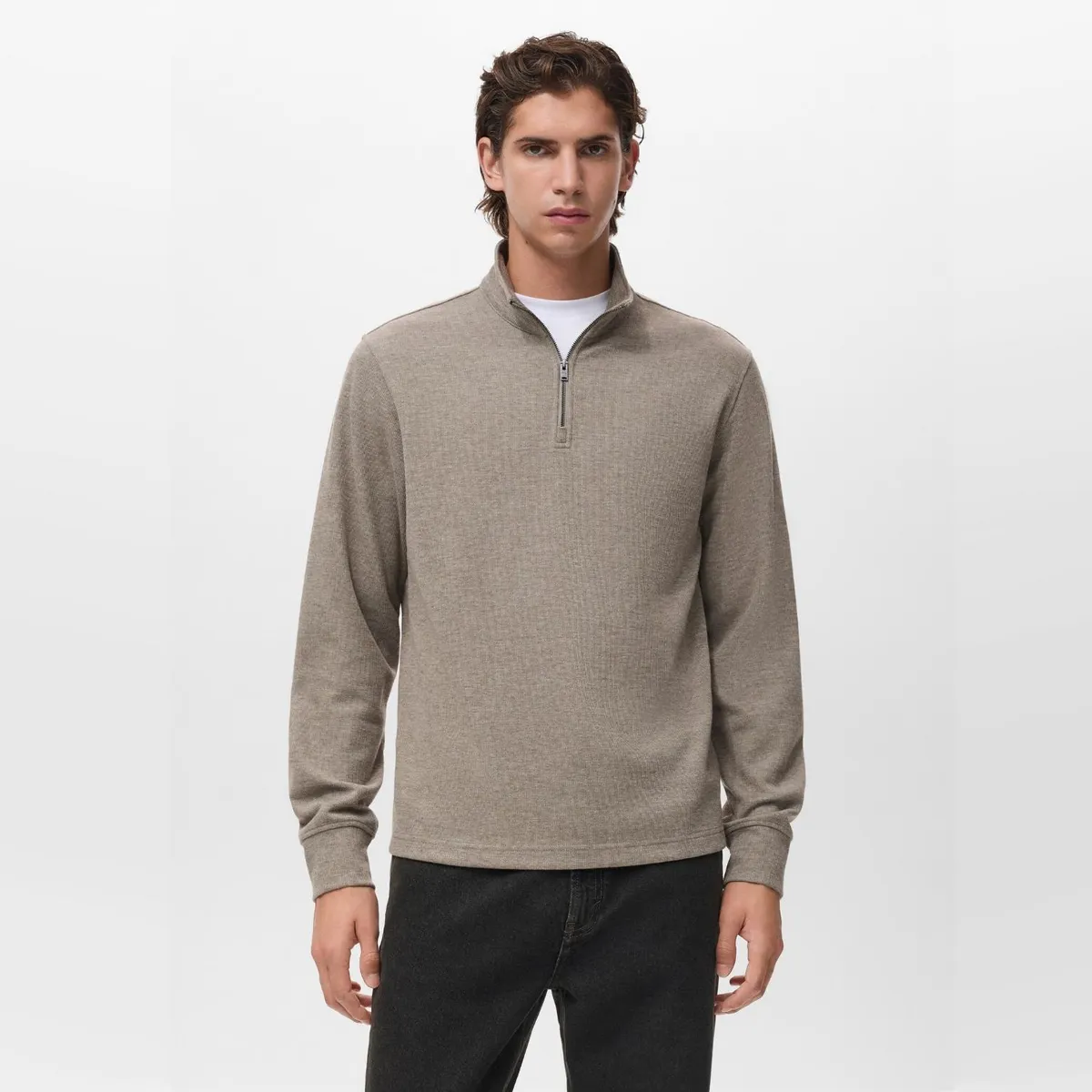 MANGO MAN - Polerón Cierre Regular Fit Hombre Mango Man