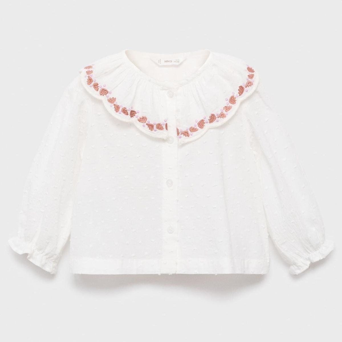 MANGO KIDS - Blusa Plumeti Bordado Bebé Niña Mango Kids