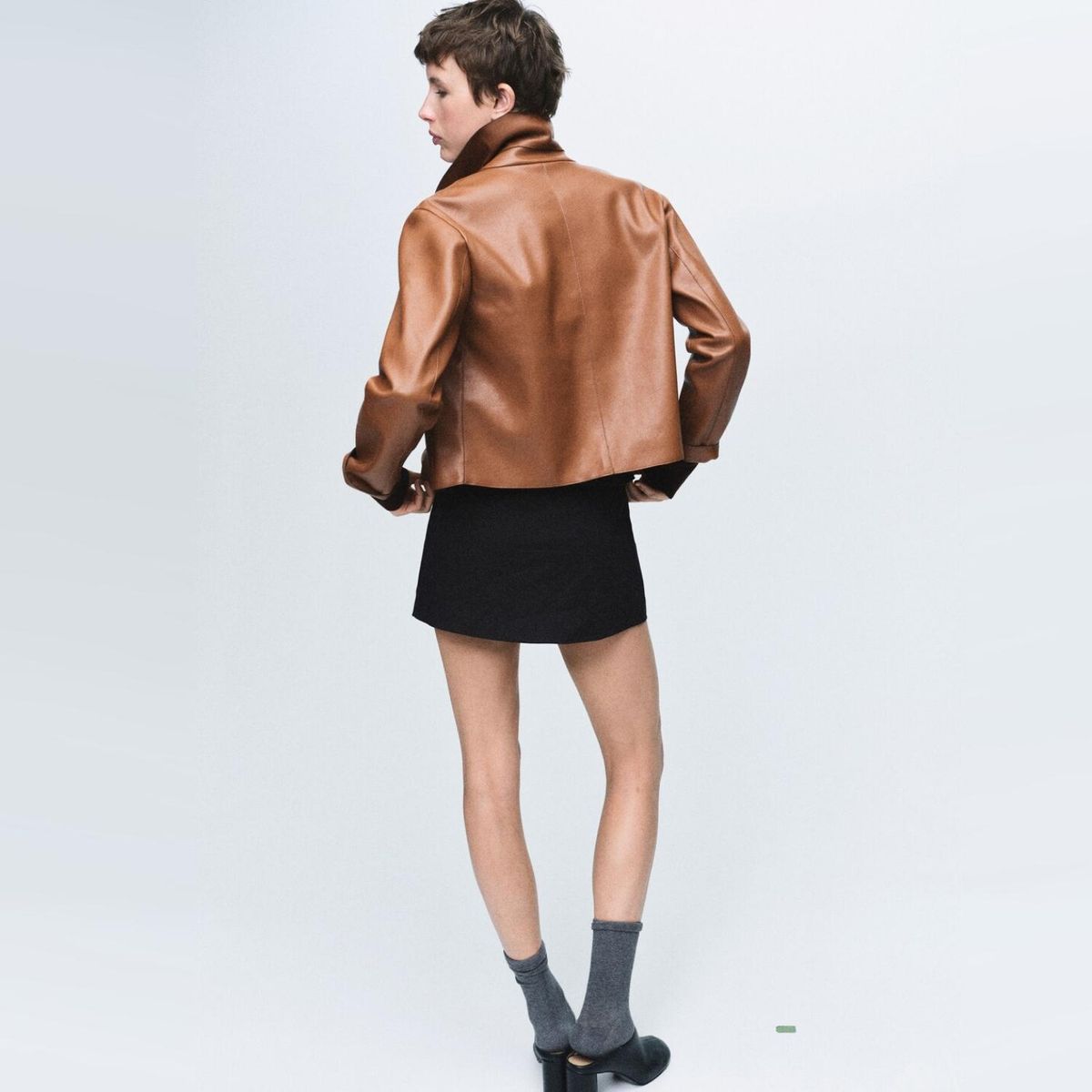 MANGO - Chaqueta Cuero Effect Mujer Mango