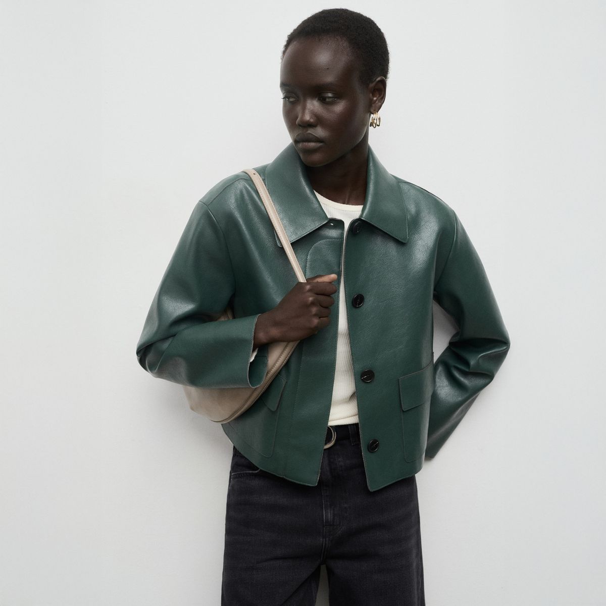 MANGO - Chaqueta Cuero Effect Mujer Mango