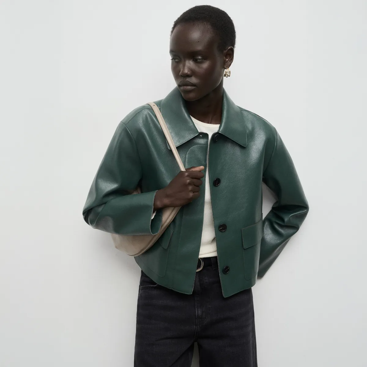 MANGO - Chaqueta Cuero Effect Mujer Mango