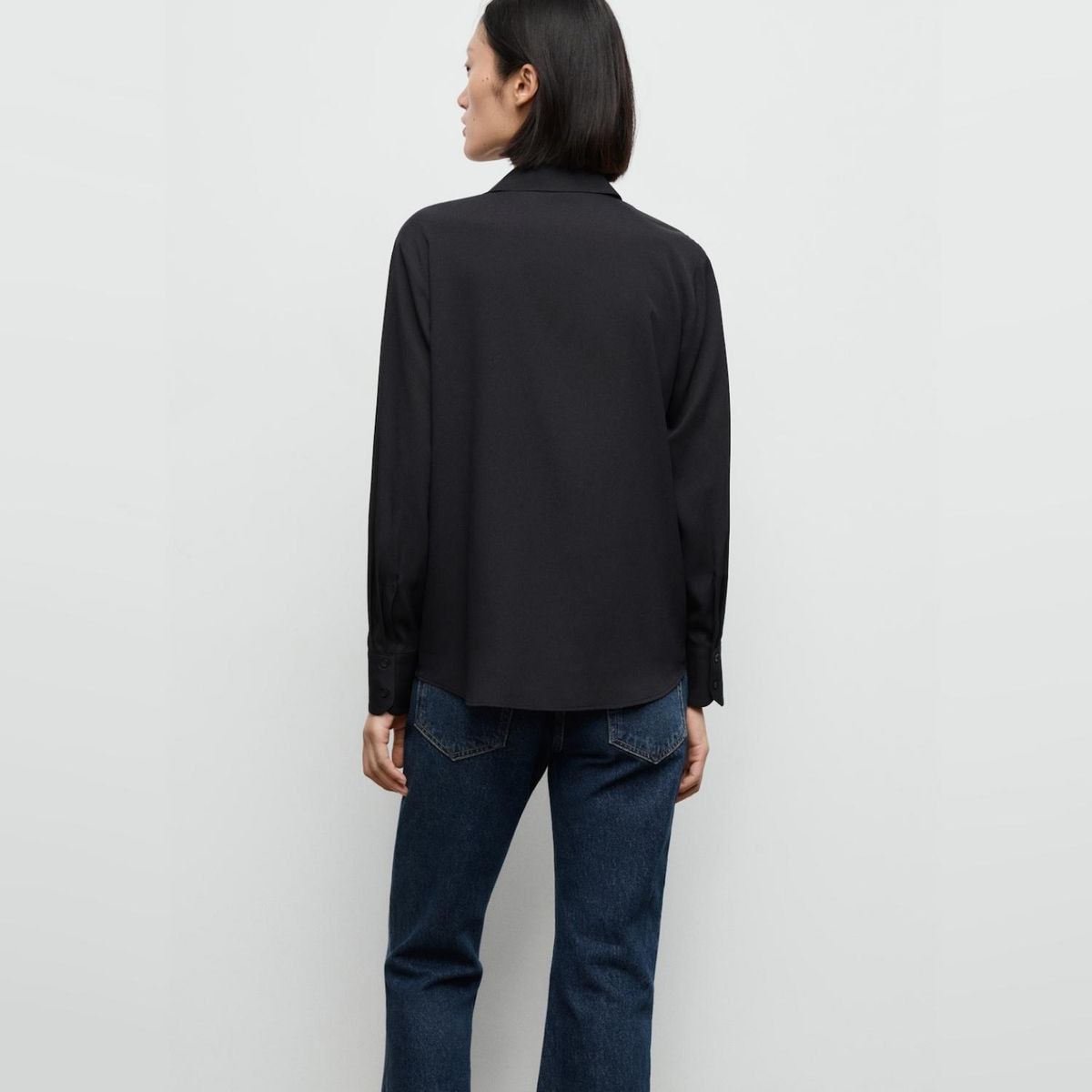 MANGO - Blusa Fluida Manga Larga Mujer Mango