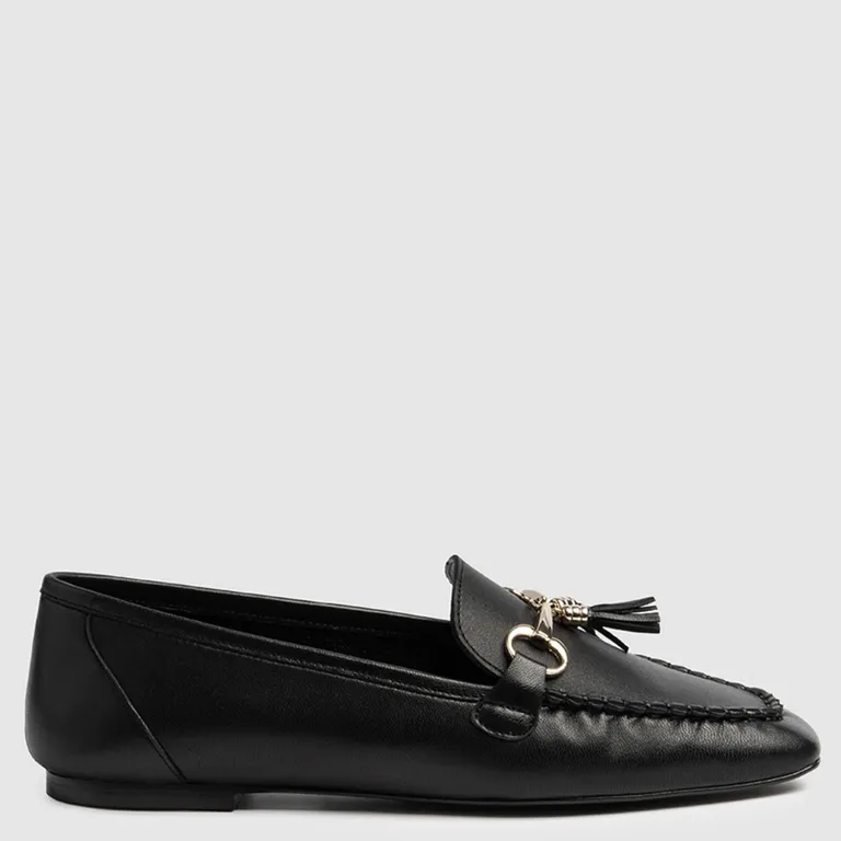 Mocasín Mujer Cuero Negro