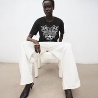 Polera Algodón Bordado Floral Mujer