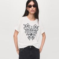 Polera Algodón Bordado Floral Mujer