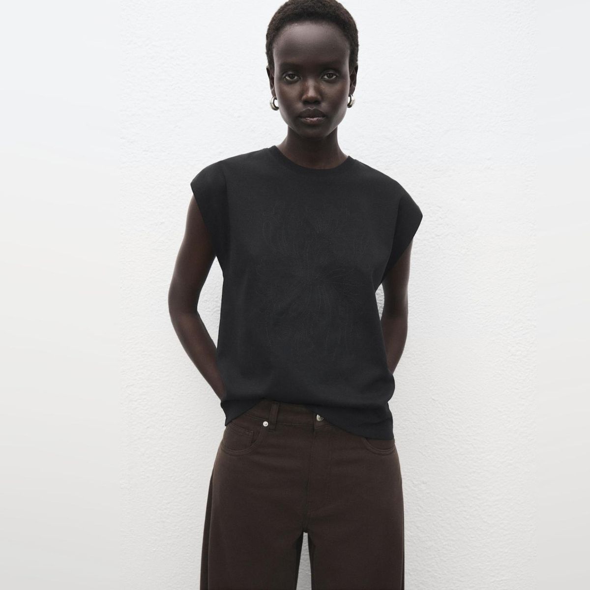 MANGO - Polera Sin Mangas Algodón Mujer Mango