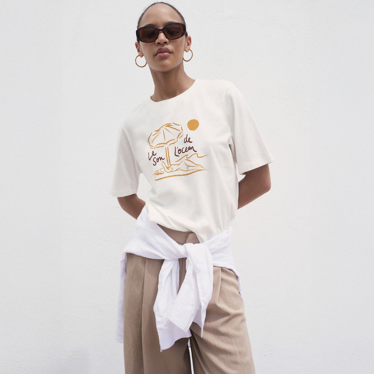 MANGO - Polera Estampada Manga Corta Mujer Mango