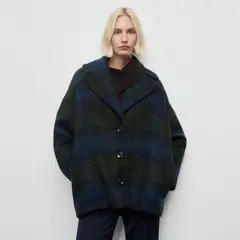MANGO - Abrigo Cuadros Oversize Mujer