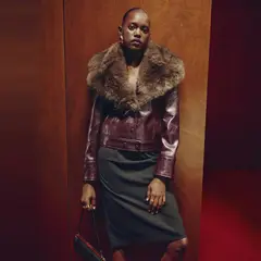 MANGO - Chaqueta Efecto Piel Cuello Pelo Mujer